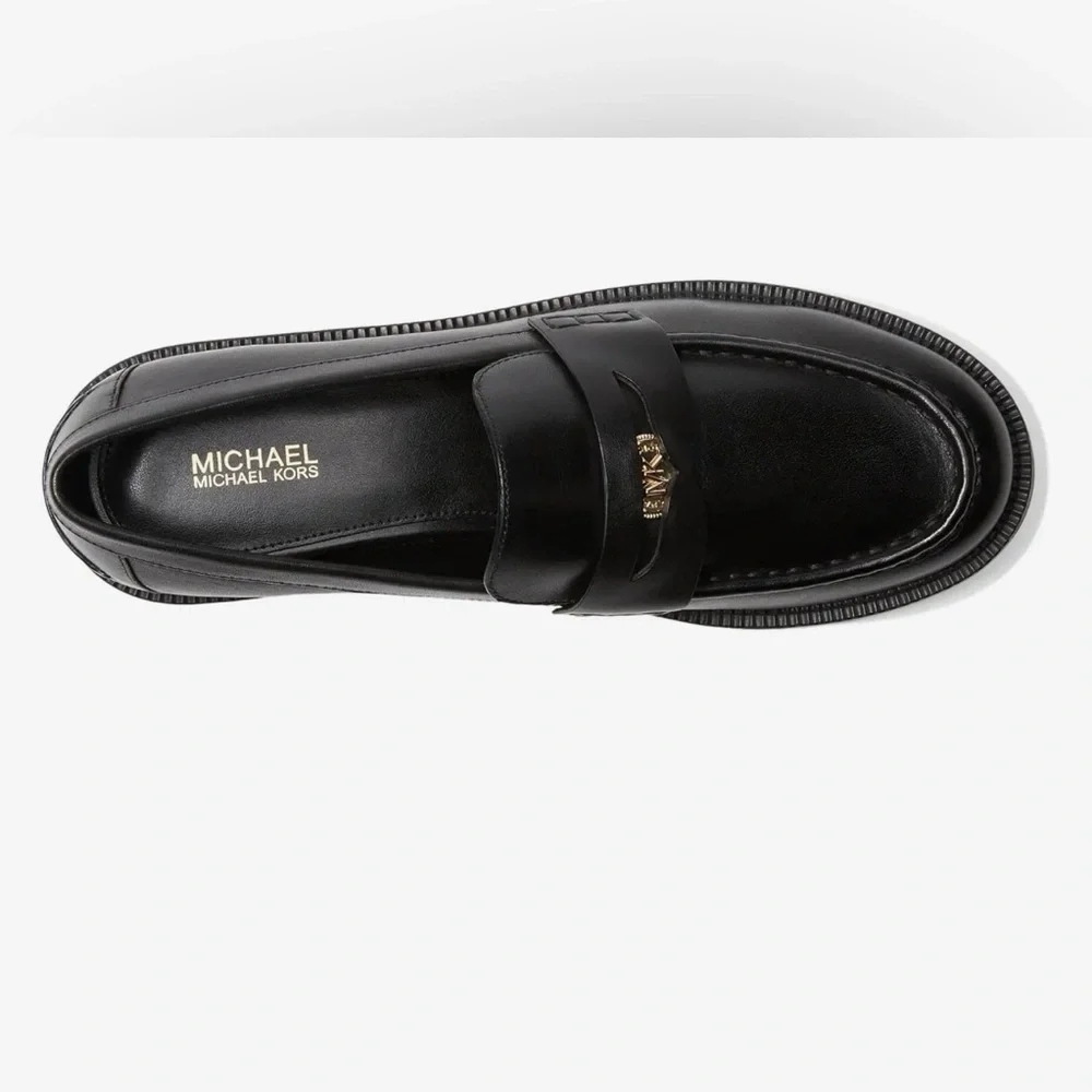 Michael Kors Black Leather Slip-On Loafers - Picture 4 of 5